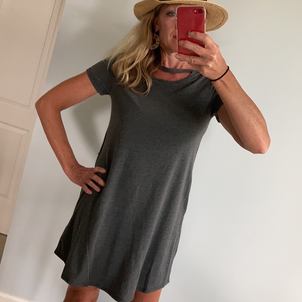 Grey Cutout Detail Shift Dress - Picture 6 of 14